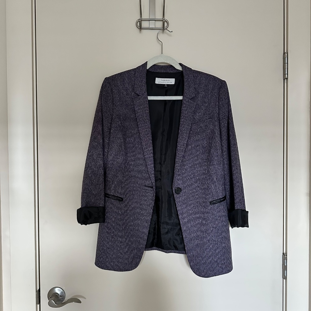 Plaid Blazer, Purple & Gray | Tahari | Women | Size 10